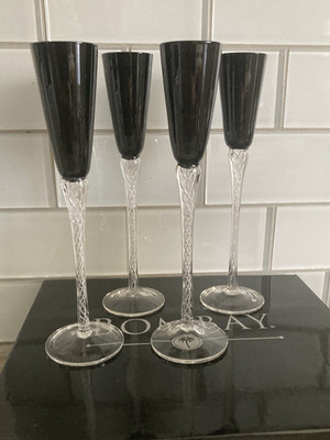 Bombay Ebony Air Twist Stems Tall Cordials Beverage Shot Glass Set of 4