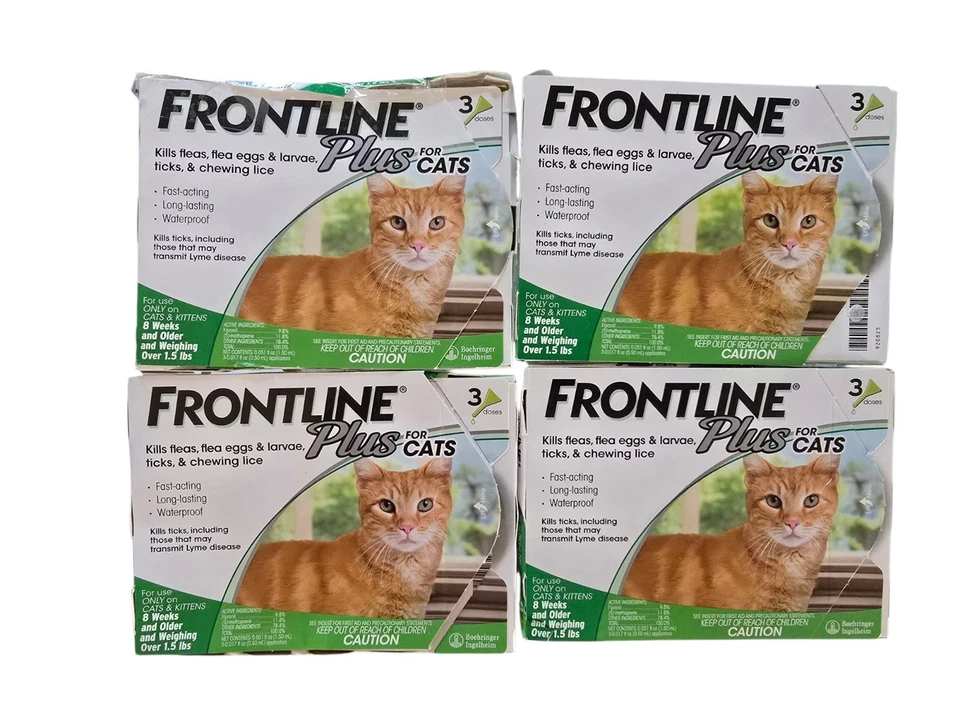  Lot Of 4 Frontline Plus CATS 3 DOSE ea Authentic Flea +Tick Treatment EPA Ok’d - Image 2 of 3