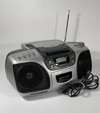 Lenoxx Sound CD-210 Portable CD Boombox Stereo Player Silver/Black TESTED Works