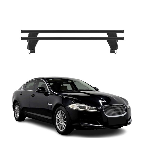 Menabo DachträGer GrundtäGer FüR Jaguar Xf X250 2008-2015 50Kg Alu Schwarz 2 Tlg-image