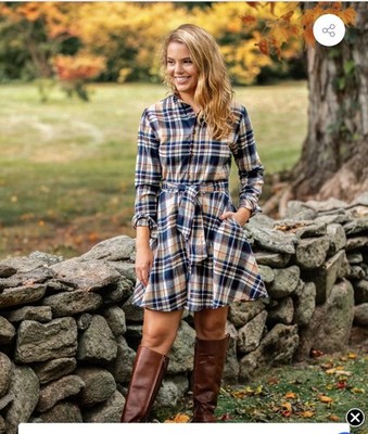 Kiel James Patrick Cozy Flannels Cotton Shirt Dress Acorn Harvest XS 