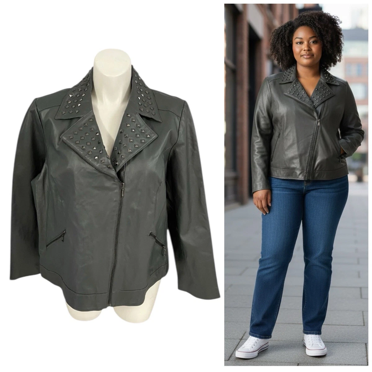 Jessica London Plus Leather Outer Shell Coats, Jackets & Vests for