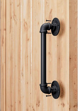 11 Pipe Barn Door Handle, Black Rustic Industrial Grab Bar, Towel Bar, Handrail