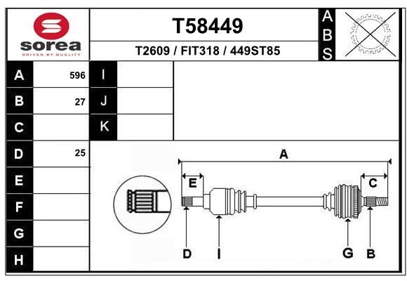 Cardan pour Fiat Doblo Monospace 1.6 et 2.0 D Multijet transmission gauche