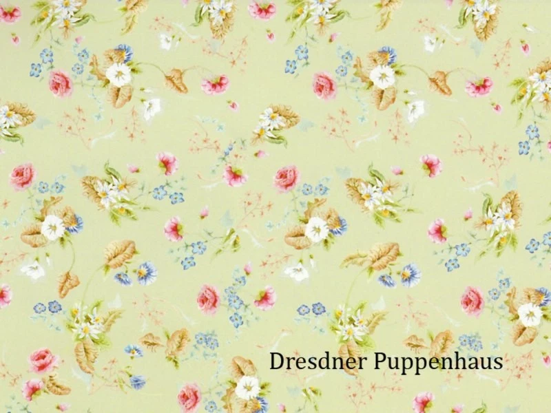 STREETS AHEAD DOLLSHOUSE Tapete ROCCOCO SILK - grün, Puppenhaus, Puppenstube 1:12