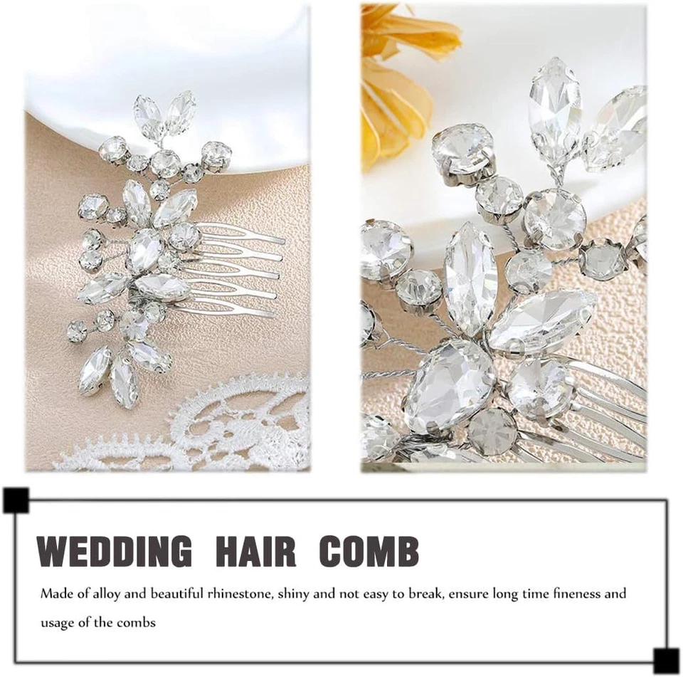 Pettine Sposa per Capelli Con Fiori Di Perle Cristallo Accessori Capelli Sposa P - Immagine 2 di 4