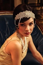 BABEYOND 1920s Flapper Headpiece Roaring 20s Headband Great Gatsby Silver 