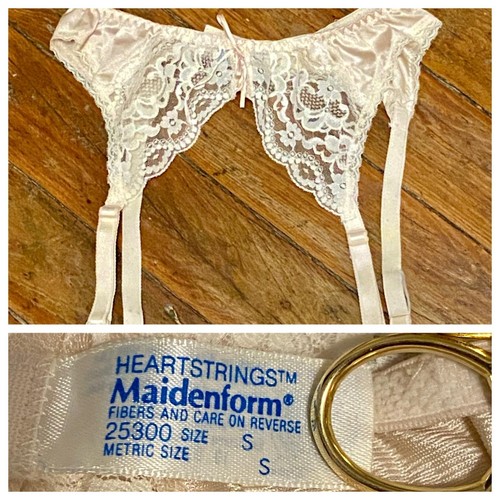 Vintage Maidenform Heartstrings Pale Pink Garter Belt Small Union Coquette Girl
