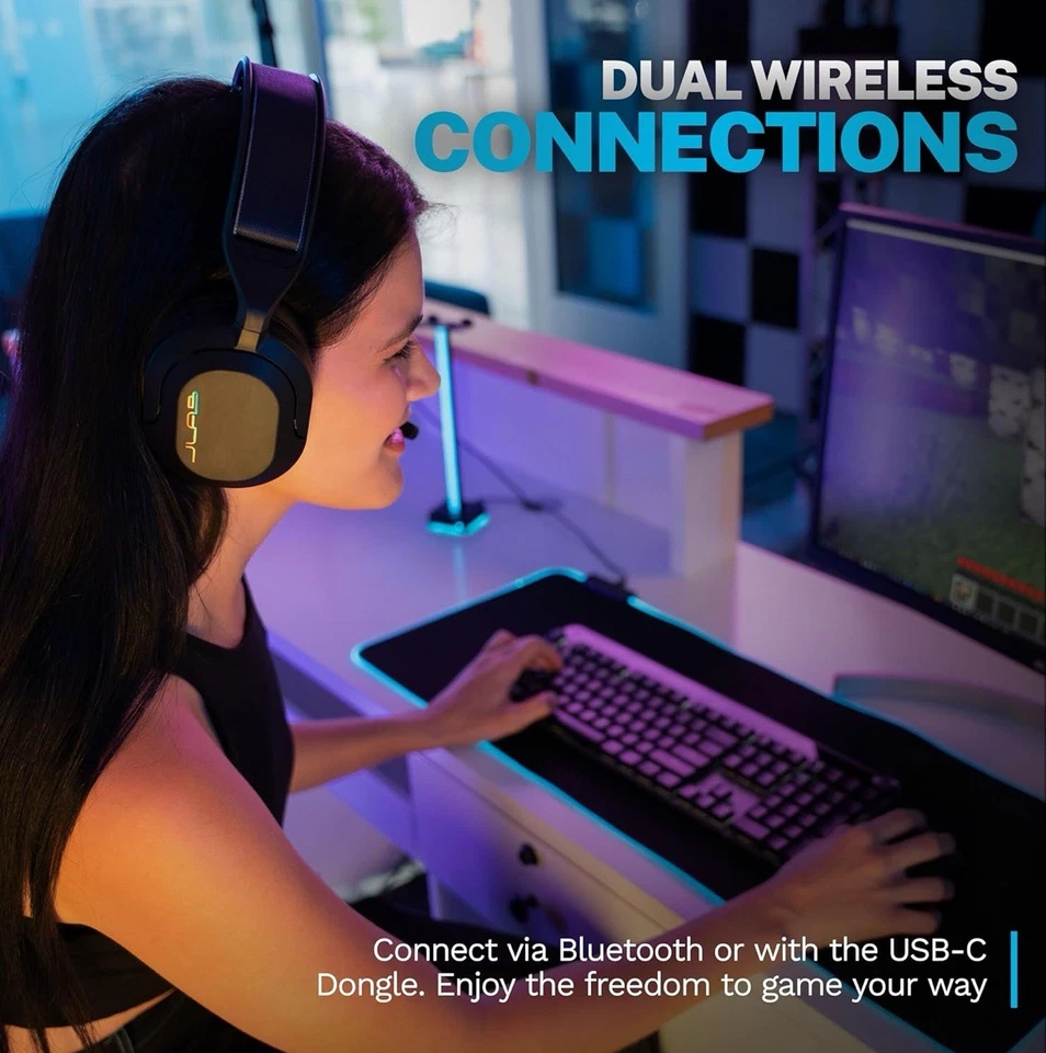 JLab Nightfall Wireless Gaming Headset All-Night Comfort Flip Mute Rotating Mic - Image 3 of 4