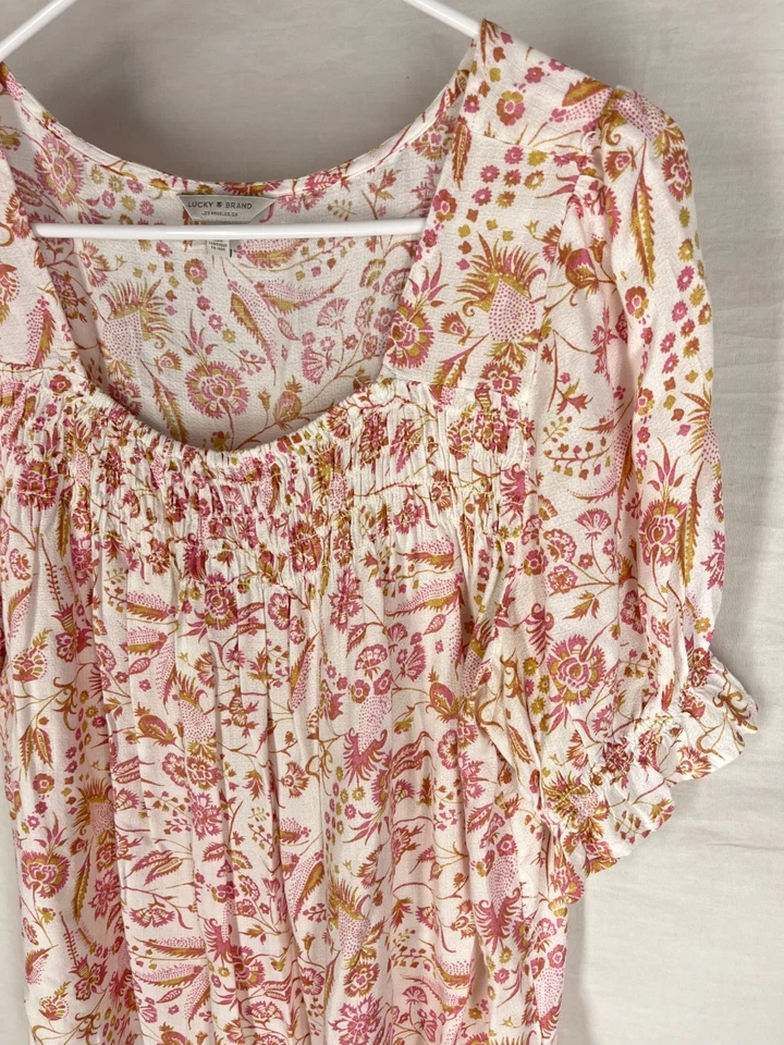 Blusa LUCKY BRAND Top Grande Calada Boho Popover Ditzy Boho Primavera Verano Foto 3 de 4