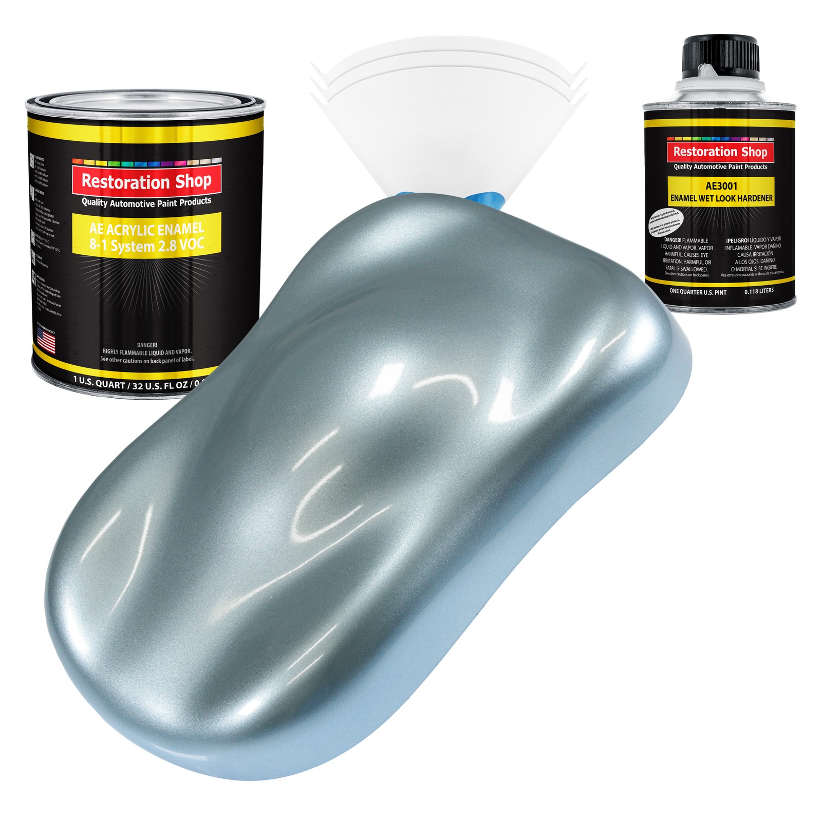 Restoration Shop Ice Blue Metallic Acrylic Enamel Auto Paint Quart Kit  