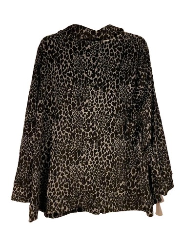 NWOT - Catherine's Cozy Velour Zippered Jacket - 2X - Gunmetal Animal Print - Picture 5 of 6