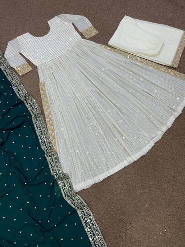 Nuevo Traje Palazzo Georgette Imitación Presentación Con Dupatta Para Boda y Fiesta - Imagen 5 de 13