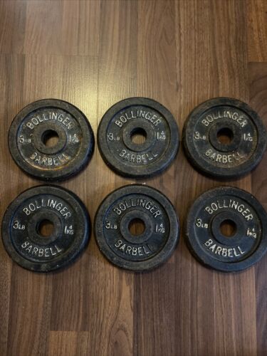 Bollinger Barbell 3lb. Cast Iron Weight Plates Lot of 6 - 18lbs Total