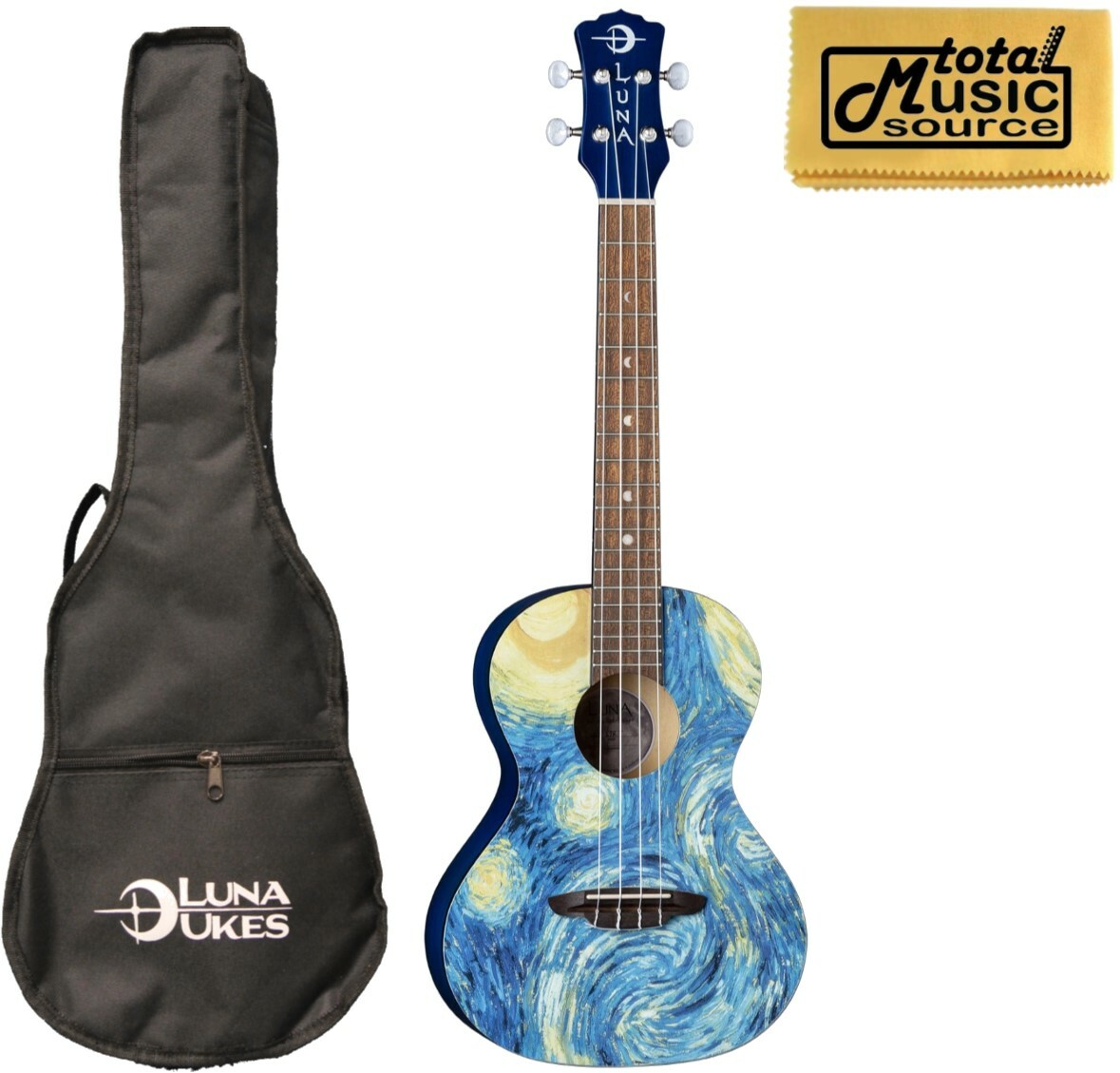 Luna UKE STR T Uke Starry Night Ukulele, Tenor with Gigbag