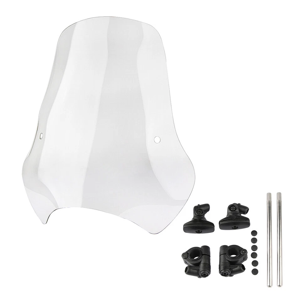 Guidão de motocicleta grande para-brisa universal 7/8 e 1" tela de barra transparente 19x17" - Imagem 2 de 4