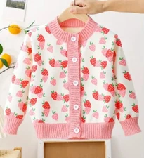 NEW Boutique Strawberry Girls Pink Cardigan Sweater