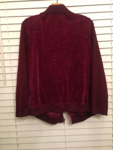 Style And Co Maroon Suede Zip Front Poly Lined Long Sleeves Jacket Size L Pocket - Picture 4 of 4