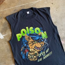 1988 VINTAGE 80s POISON (THE BAND) OPEN UP AND SAY AHHH!!! CONCERT T-SHIRT SZ L