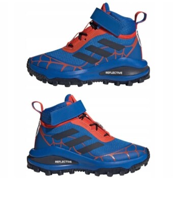 NEW Adidas Marvel Spiderman Trainers Hightop Shoes- Blue/Red UK