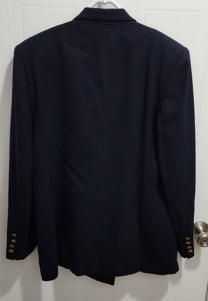 Vtg Lauren Ralph Lauren Double Breasted Blazer Jacket Blue