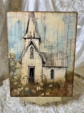 Church Chapel, Primitive Folk Art, Handcrafted Plaque / Sign #2
