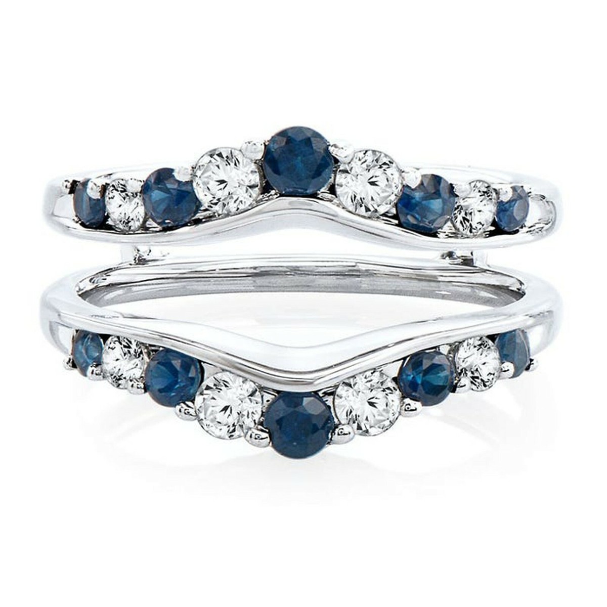 Solitaire Enhancer White Diamond Sapphire Guard Wrap Ring 14K