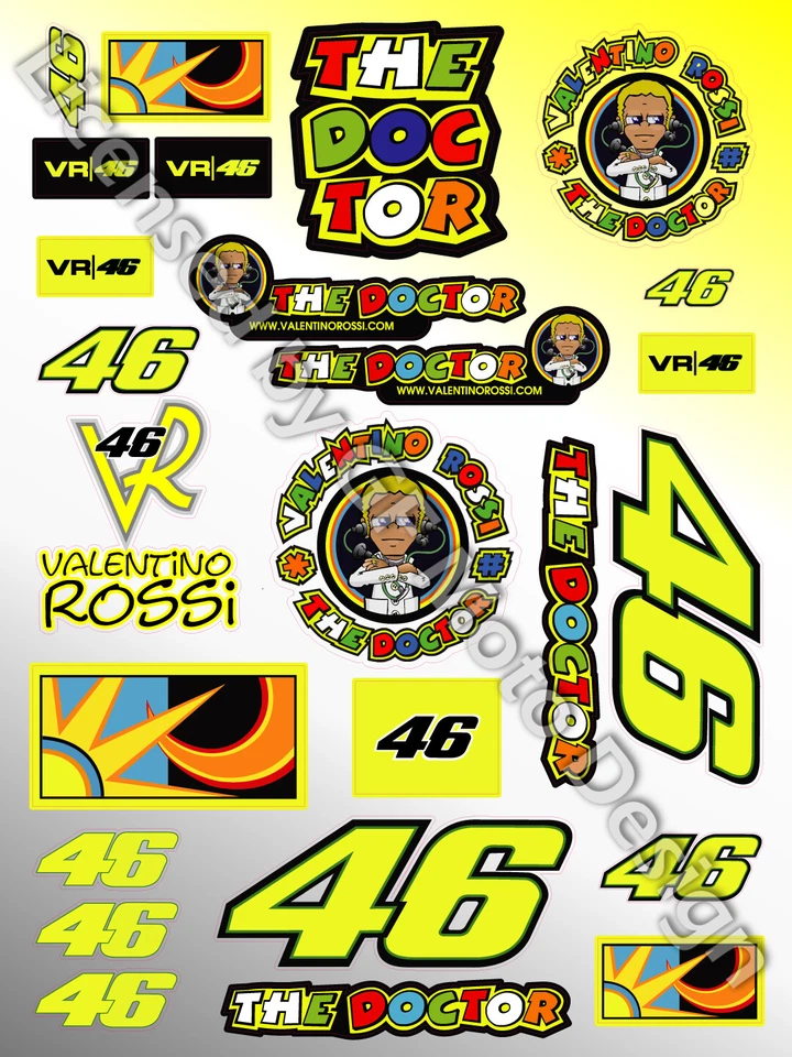Feuille de décalcomanies Vale Rossi The Doctor 25 autocollants MotoGP Yamaha M1