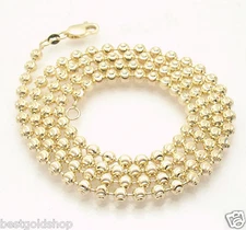 4mm Solid Half Moon Diamond Cut Bead Ball Chain Necklace REAL 14K Yellow Gold 