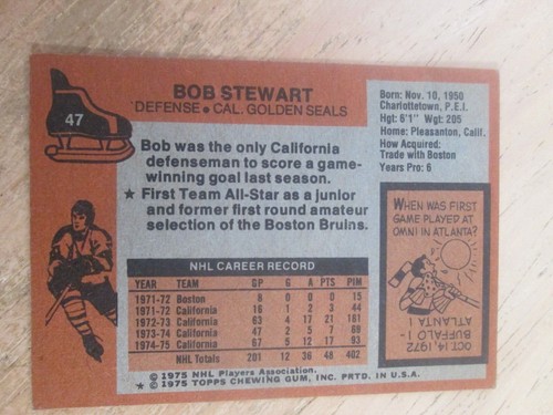 1975-76 TOPPS HOCKEY, MULTI LISTING, YOU PICK EM", EXCELLENT CARDS, NO CREASES. - Picture 64 of 384