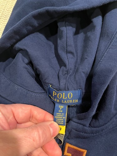 Polo Ralph Lauren Sweatshirt BOYS S (8) Blue Full Zip Embroidered Pony Hoodie - Picture 4 of 9