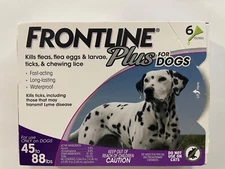 FRONTLINE Plus Flea and Tick Treatment for Dogs  45-88lbs., 6 Treatments NEW