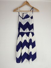 Peach Love Cream Women Size Small Purple White Chevron Polyester Lined Dress