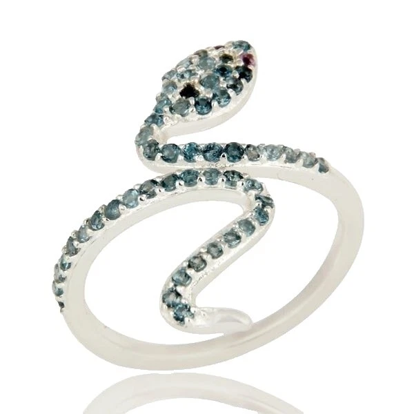 Anillos artesanales de topacio de cóctel de plata esterlina