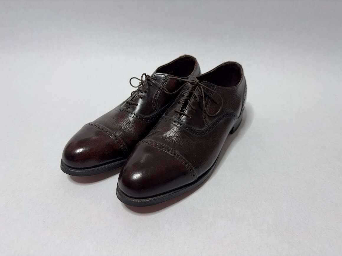 1970s Mens Brown Leather British Walkers Oxfords Dress Shoes