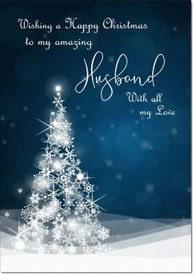 Doodlecards Husband Christmas Card Blue Abstract Christmas Tree