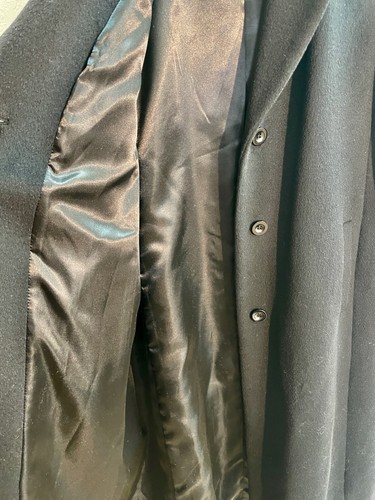 Jonathan Michael Wool Camelhair Merino Trench Coat Size 14 Petite Long Black PQ - Picture 5 of 8