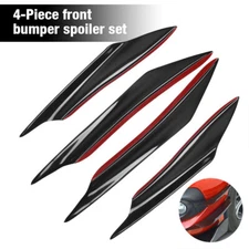 Glossy Black Front Bumper Canards Diffuser Lip Splitter Fins For Universal Car A