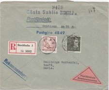 1950 Sweden registered cover sent from Stockholm to Gavle
