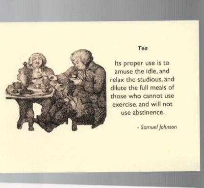 UNUSED VINTAGE POSTCARD ,TEA , SAMUEL JOHNSON