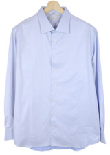 SUITSUPPLY Cotton Two Ply Formal Shirt Men's 46 / 18 Blue Classic Button