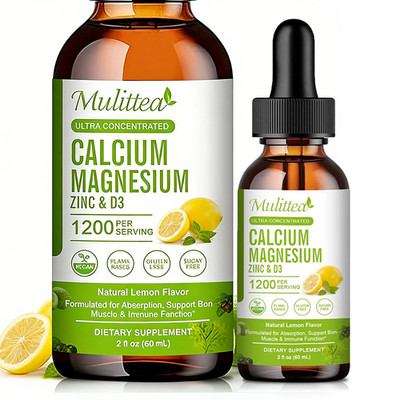 Calcium Magnesium Zinc & Vitamin D3 Plant-Based Liquid Drops Bone Support