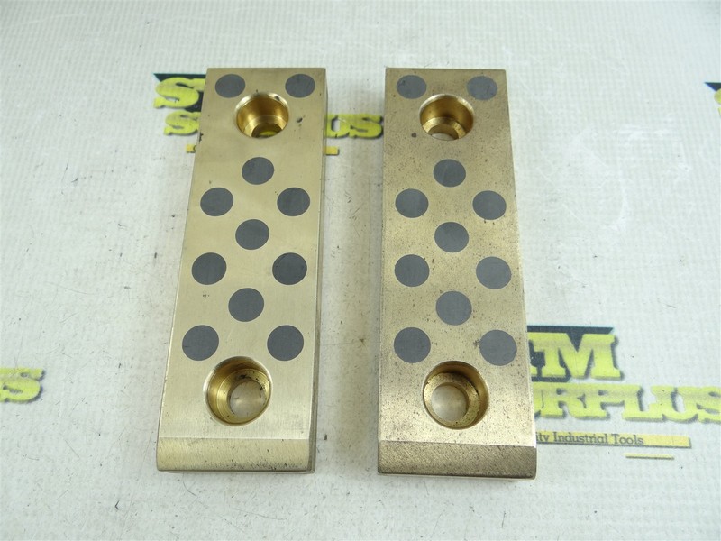 PAIR OF SELF-LUBRICATING BRONZE & GRAPHITE SLIDE PLATES 6-1/4" X 2" X 3/4"
