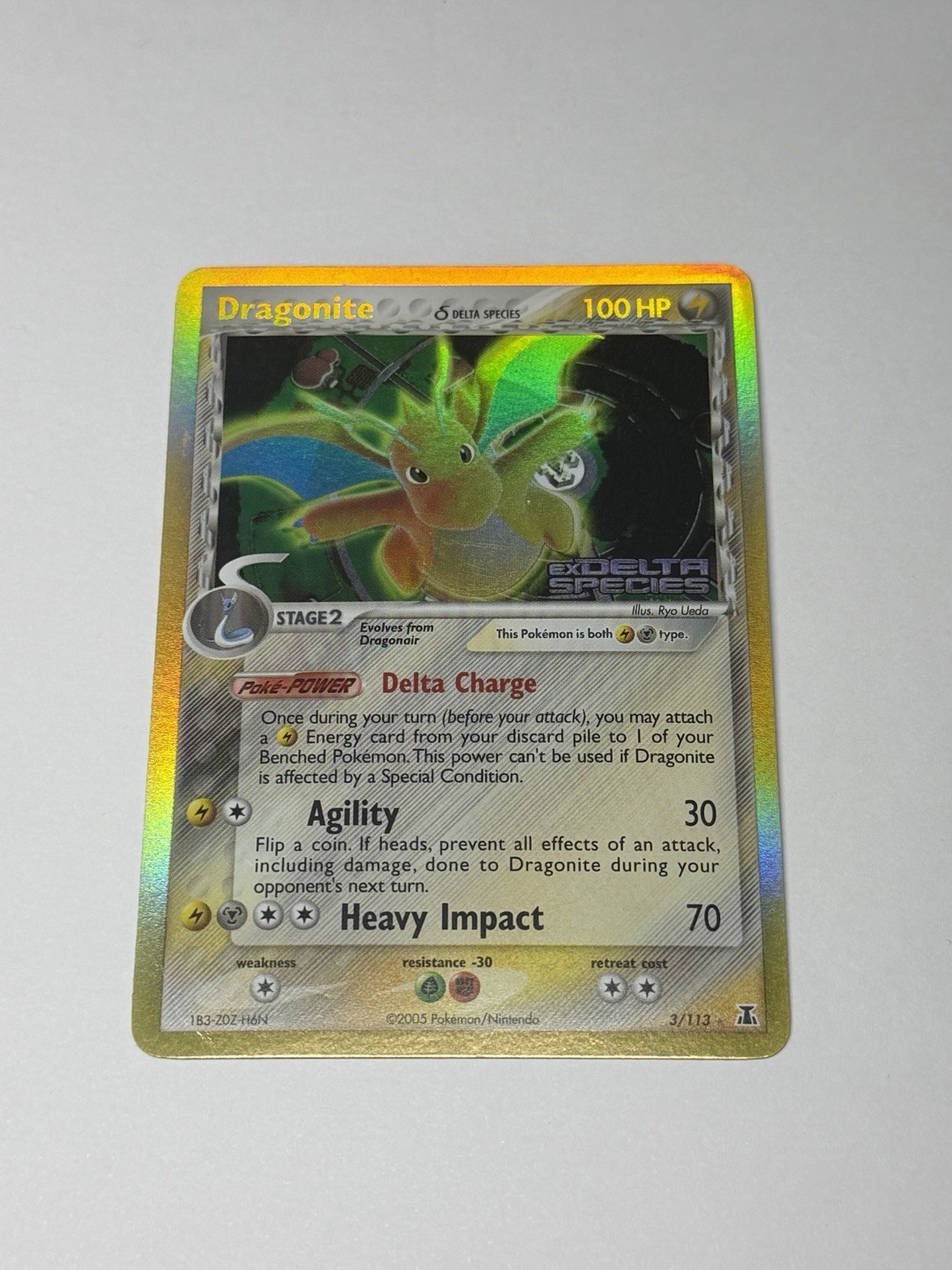 Vintage Dragonite 3/113 Ex Delta Species Stamped Reverse Holo Pokemon Card TCG