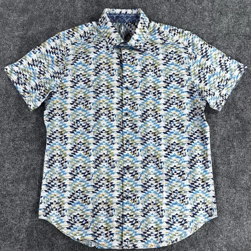 Robert Graham Geometric Abstract Floral Print Short Sleeve Shirt Medium $188 - product listing photo