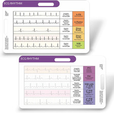 EKG Rhythm Interpretation Card-With 3X Pocket Magnifier Badge Holder- Quick ECG
