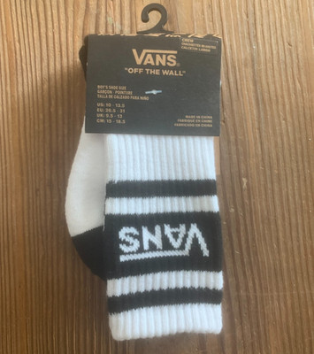 Vans Kids Crew Socks Black and White Socks Boy's Size 10.5-13