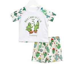 Personalised cacti animals Short Set for Toddler Boys, Summer Pajamas