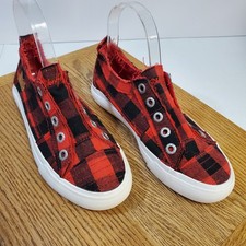 Blowfish Malibu Shoes Kids Size 4 Plaid Slip On Casual Distressed Sneakers