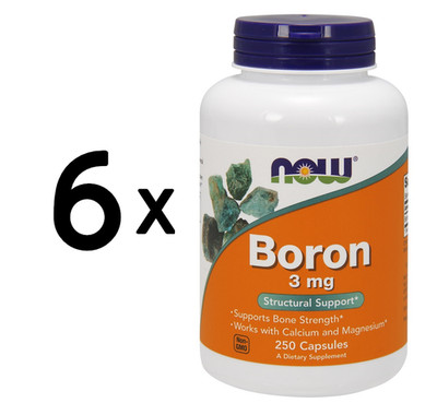 6 x NOW Foods Boron, 3mg - 250 caps (156,15 EUR/kg)